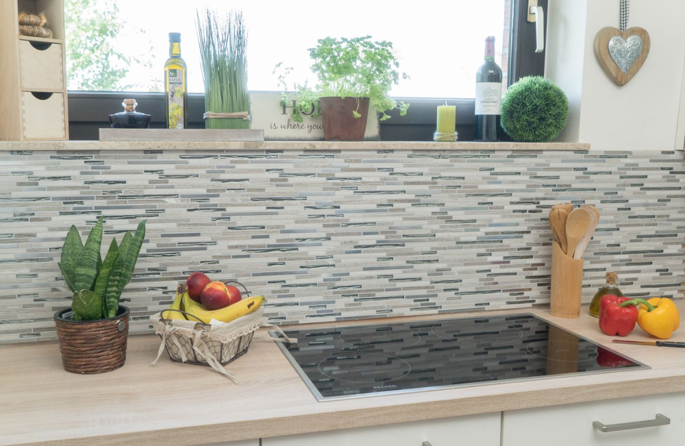 Mosaico de vidrio piedra natural varillas acero inoxidable marmol gris blanco gris claro plata revestimiento pared WC Bano - 86-SV85 - Kopie