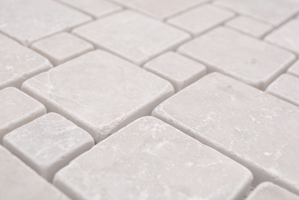 Mosaique aspect combine marbre ivoire mat - 10 feuilles de mosaique