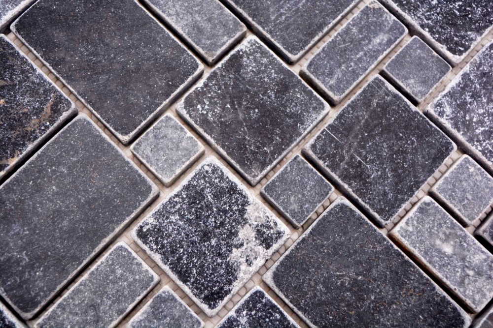 Mosaico combinado look marmol negro mate - 10 hojas de mosaico