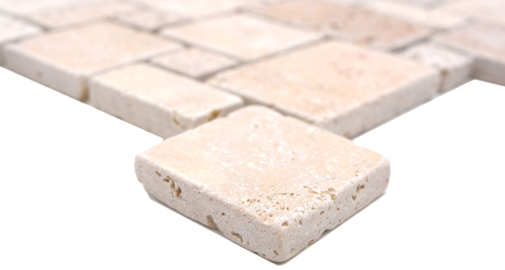 Mosaik Mini Pattern Chiaro Antique Travertin Kombinationsoptik beige matt