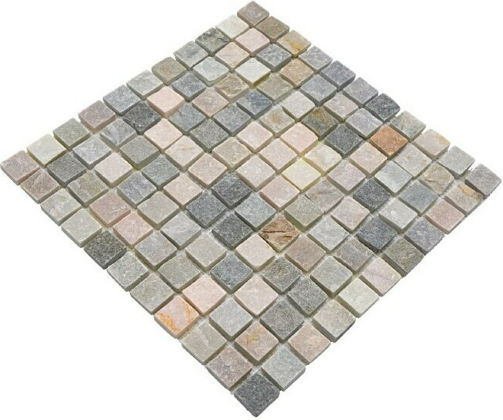 Quarzit Mosaik Naturstein Wandmosaik Bodenmosaik beige grau 36-0206