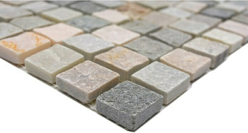 Mosaik Quarzit mix beige grau matt - 10 Mosaikblaetter