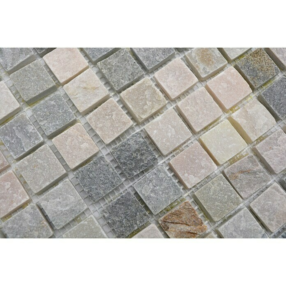 Mosaik Quarzit mix beige grau matt - 10 Mosaikblaetter
