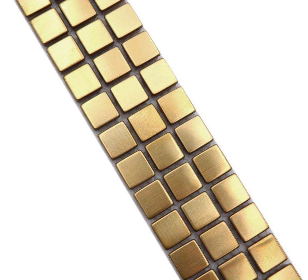 Mosaik Borde Bordüre Gold Edelstahl leicht gebürstet