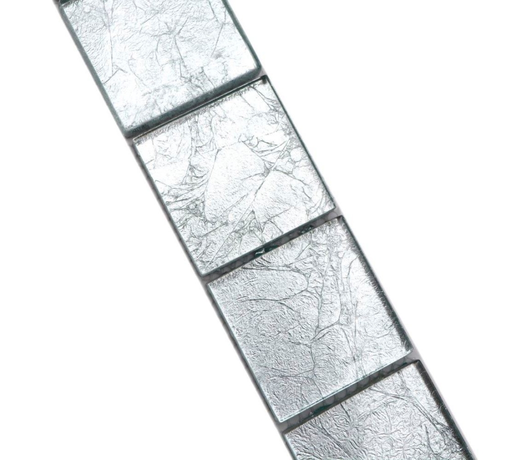 Mosaik Borde Bordüre Glasmosaik Mosaikfliese Silber Struktur