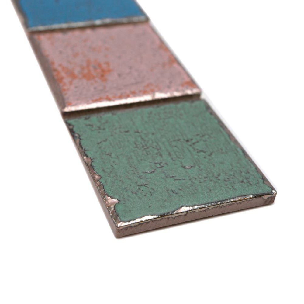 Tablettes retro en Ceramique multicolore mat - 10 pieces