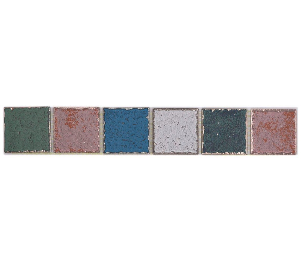 Tablettes retro en Ceramique multicolore mat - 10 pieces