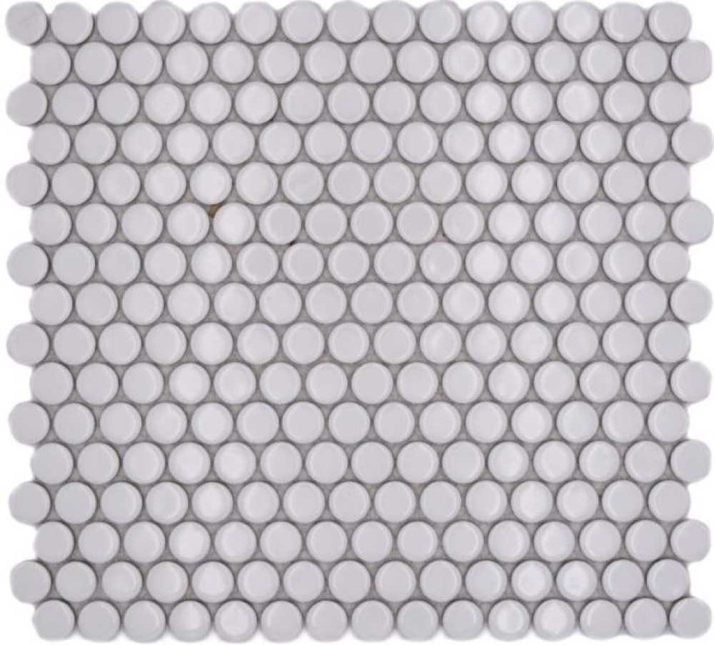 Preview: Mosaik Knopfmosaik Kuechenrueckwand uni weiss glaenzend Keramik Rundoptik
