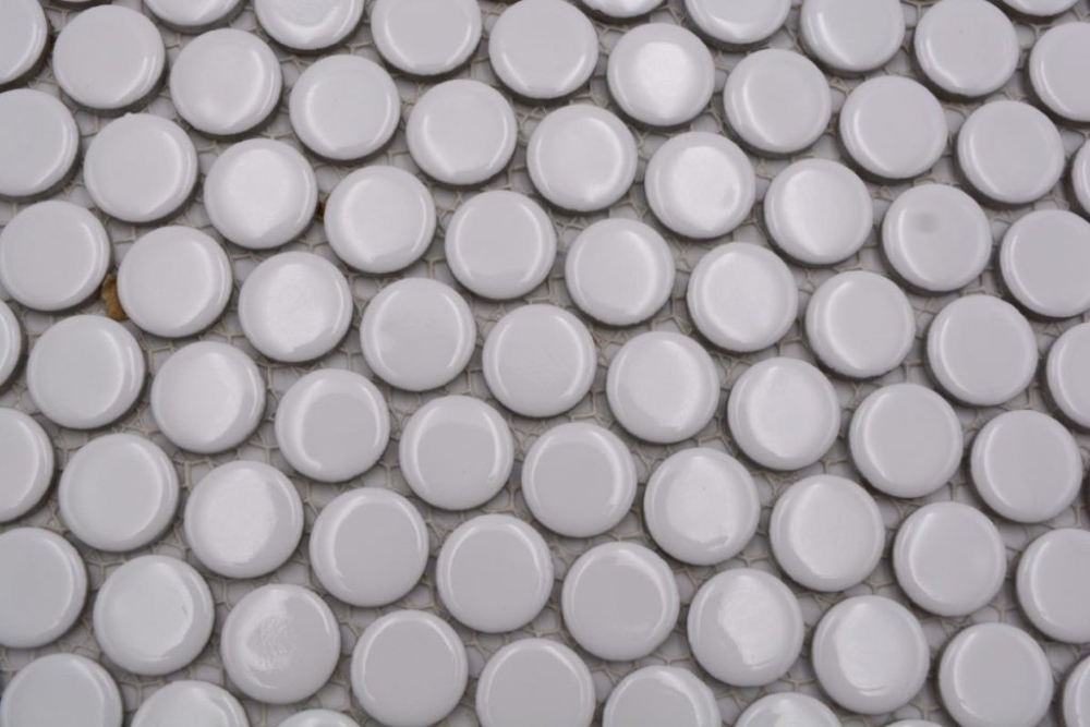 Button mosaic Round mosaic Loop Penny white glossy ceramic 10-0102