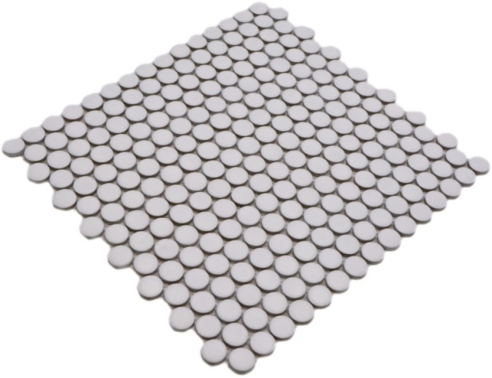 Mosaik Knopfmosaik Spritzschutz in der Kueche uni weiss matt Keramik Rundoptik