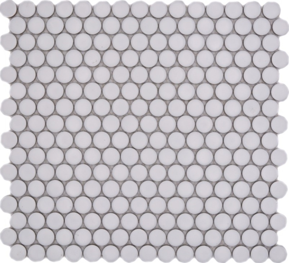 Preview: Mosaik Knopfmosaik Spritzschutz in der Kueche uni weiss matt Keramik Rundoptik