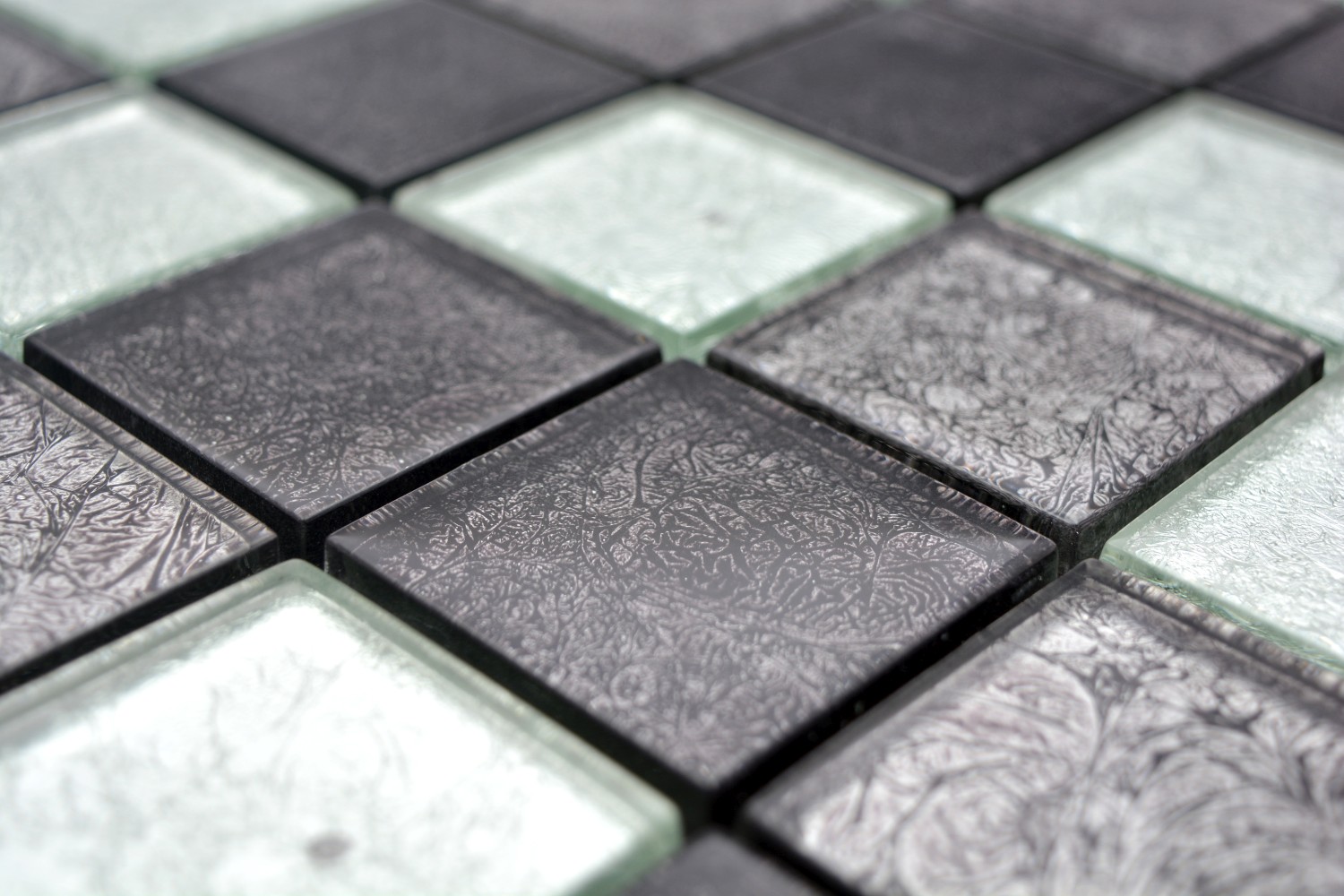 Mosaikfliese mix schwarz/silber Glasmosaik Transluzent Transparent Art:92-1099_b 