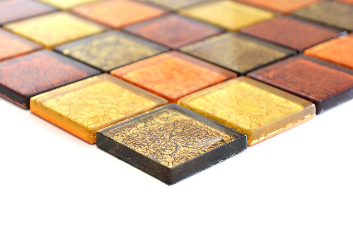 Mosaik Fliese Transluzent Glasmosaik Crystal gold orange 10 Matten 120-0781/_f