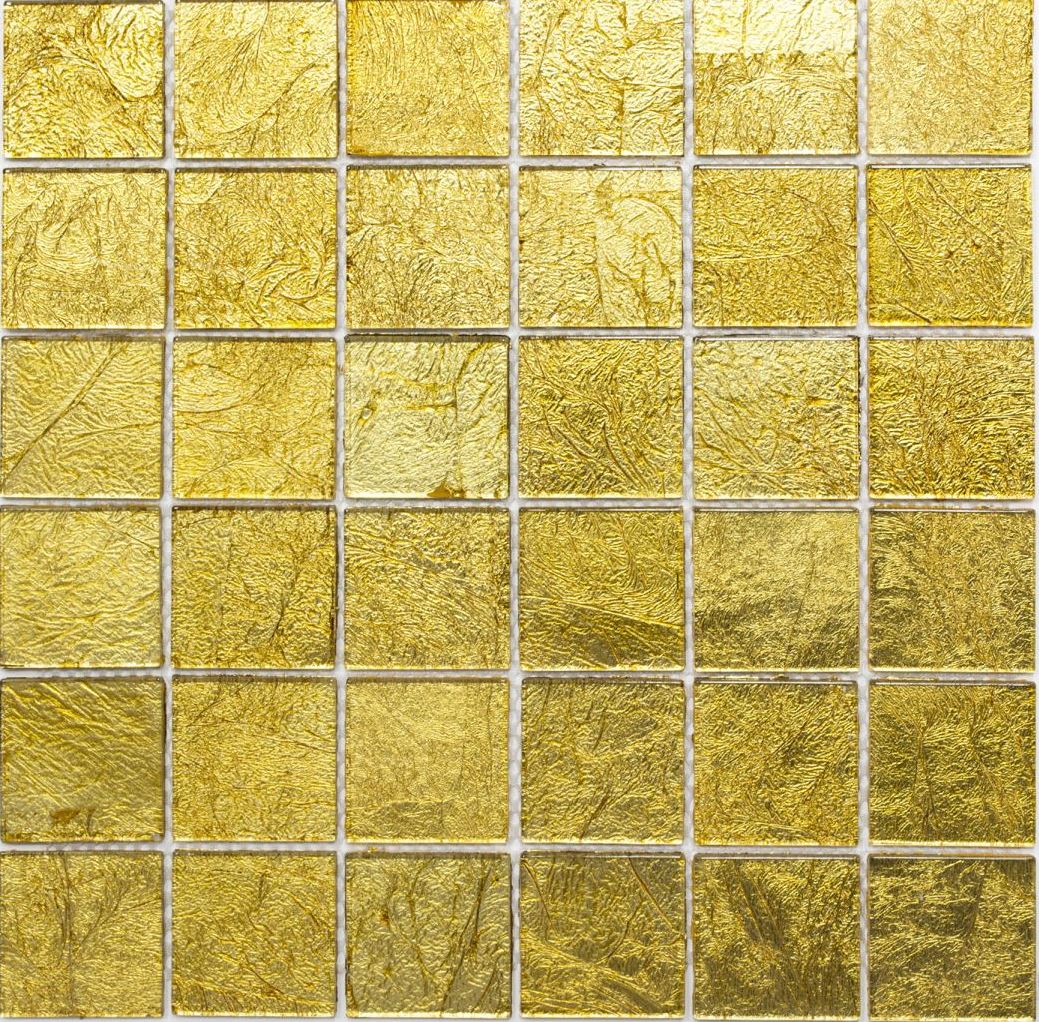 Mosaik Fliese Transluzent Glasmosaik Crystal EP gold92-0707_f10 Matten 