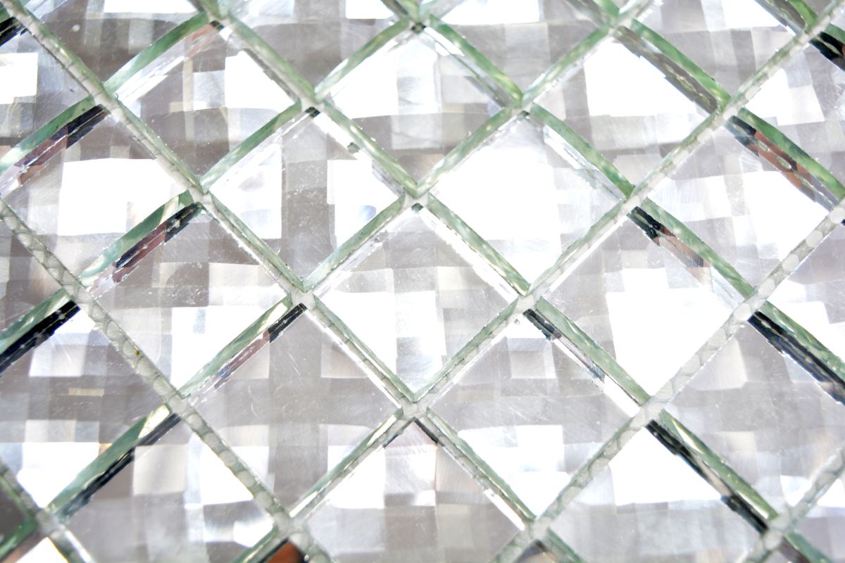 Fliesen Mosaik Mosaikfliese Bad Küche Boden Glas Quadrat Mix weiß 4mm Neu #185