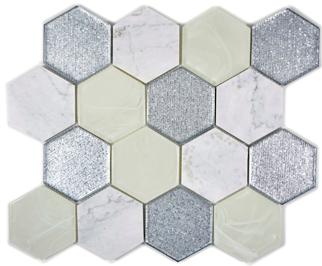 Mosaik Fliese Keramik Hexagon weiß glänzend Küche Fliese WC Badfliese MO ...