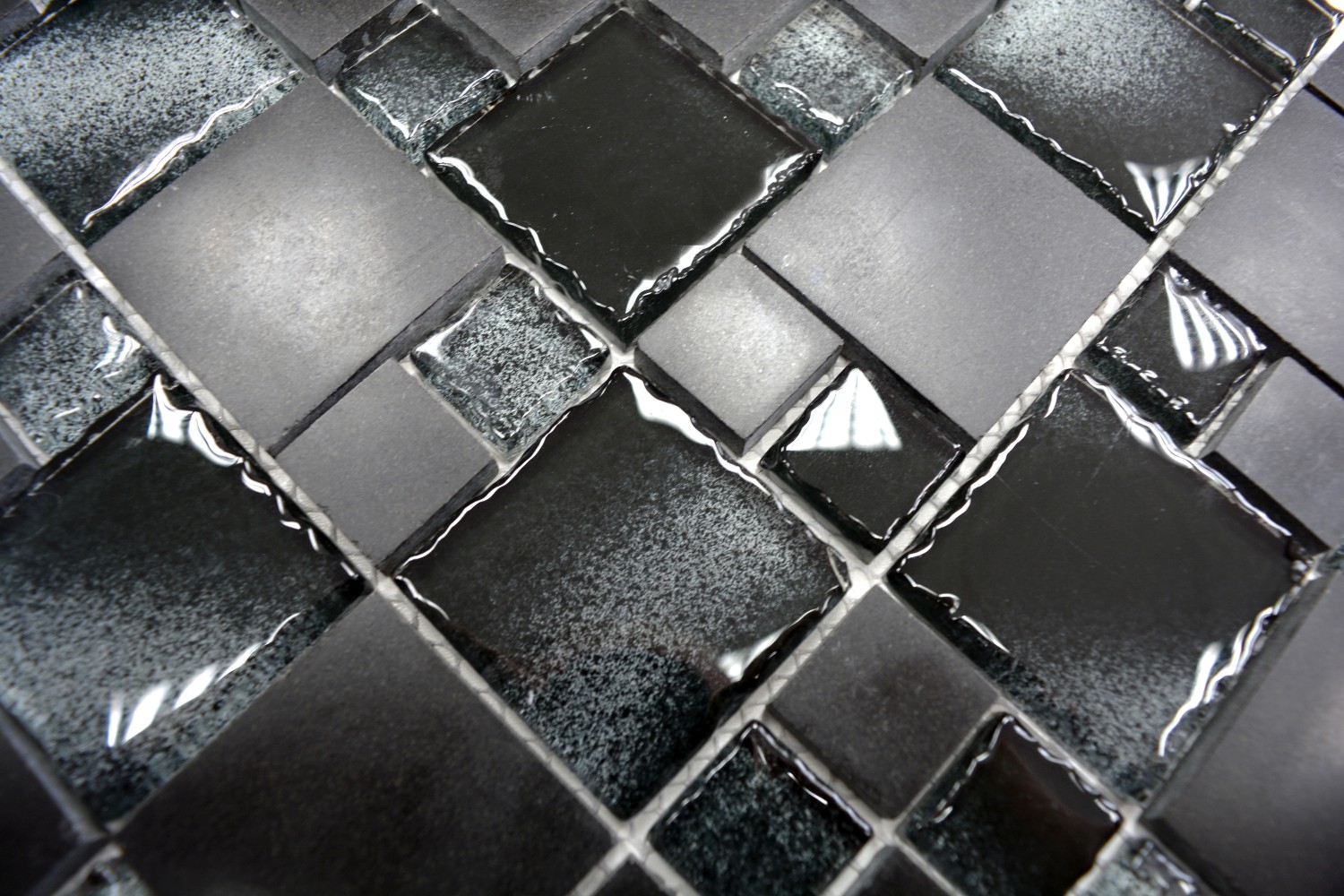 Mosaik Fliese Transluzent Stein schwarz NERO Wand Küche WC 91-0334_f 10 Matten 