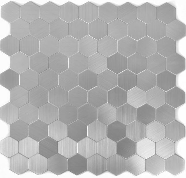 Mosaik Fliese Hexagonal Glasmosaik Natursteinmosaik mix 3D grau Wand 11D-22_b 