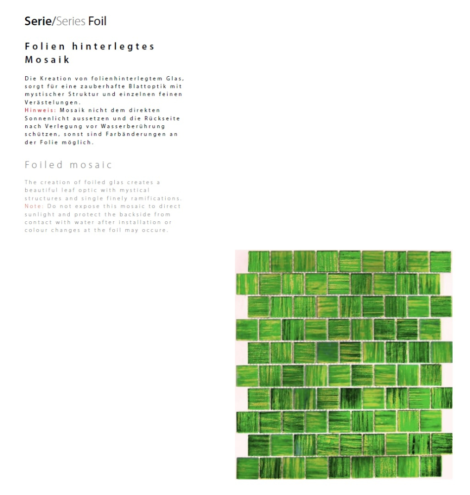 Mosaique Translucide Crystal vert brillant - 10 feuilles de mosaique