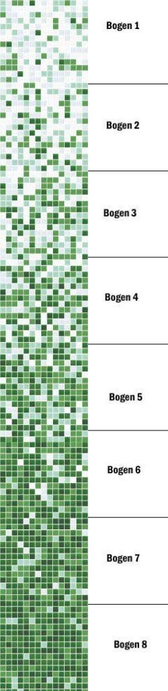 Glasmosaik Farbverlauf weiss hellgrün dunkelgrün Duschwand Bad Mosaikfliesen Shading Blend