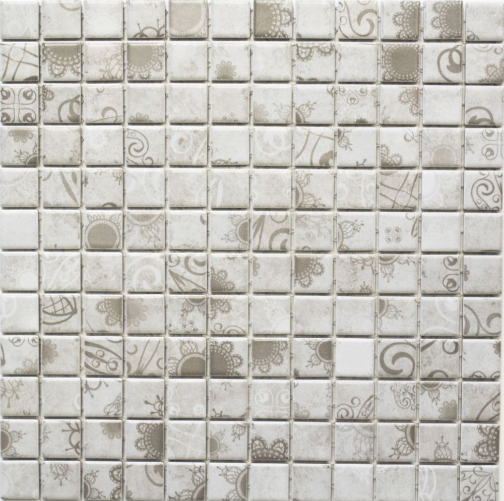 Keramik Mosaik Retro Fliese Keramikmosaik grau schlamm 18D-1402