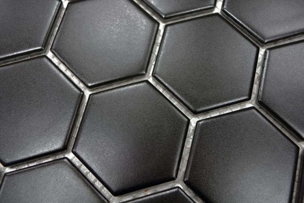 Mosaik Fliese Keramikmosaik Hexagon schwarz matt 11B-0311