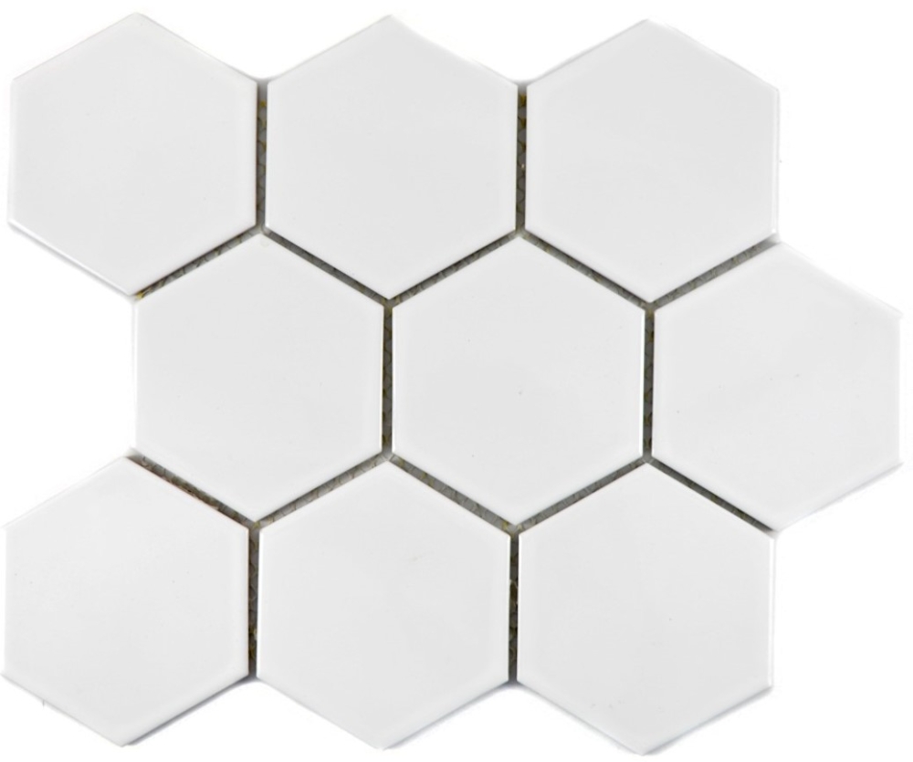 Mosaik Fliese Keramikmosaik Hexagon weiß glänzend 11F-0101