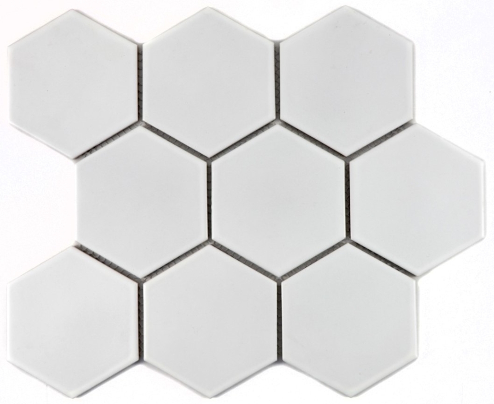 Mosaik Fliese Keramikmosaik Hexagon weiß matt 11F-0111