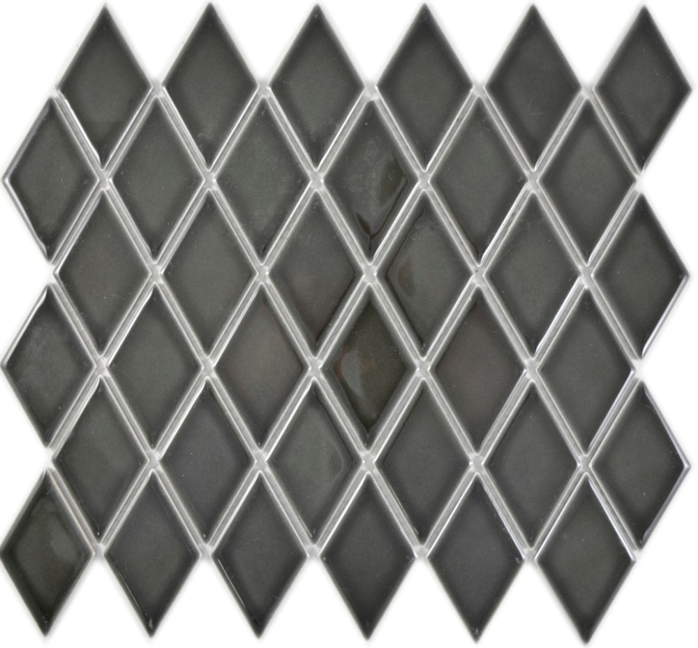 Retrofliese Diamant schwarz glänzend Küchenwand Duschwand 13-DS0301