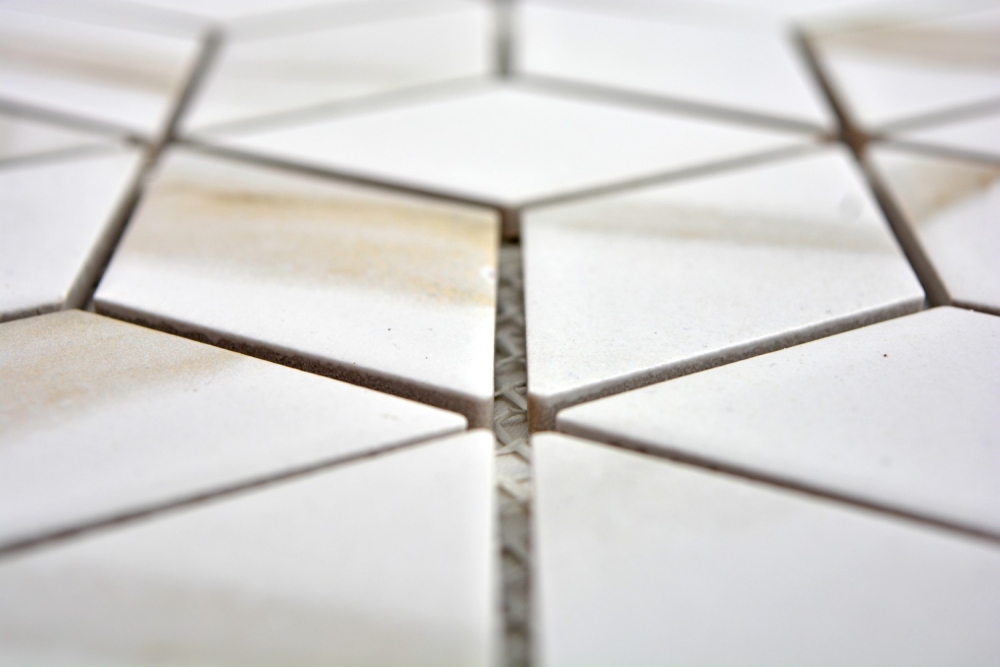 Retro Mosaik weiss beige Calacatta Fliese Keramikmosaik Diamant 13-0112