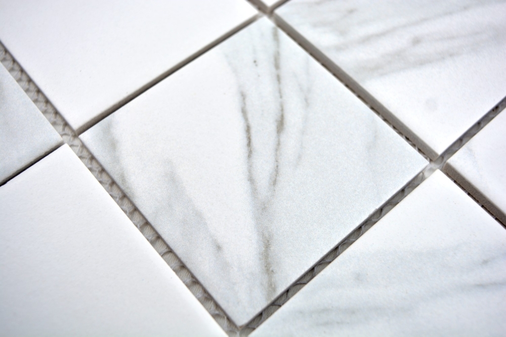 Mosaik Fliese Carrara weiß grau marmorierte Steinoptik Keramikmosaik 16-0102