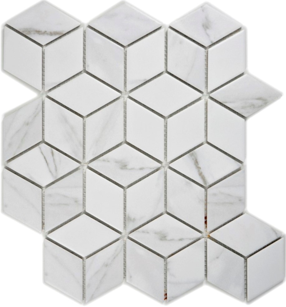 Retro Mosaik weiss grau Carrara Fliese Keramikmosaik Diamant 13-0102