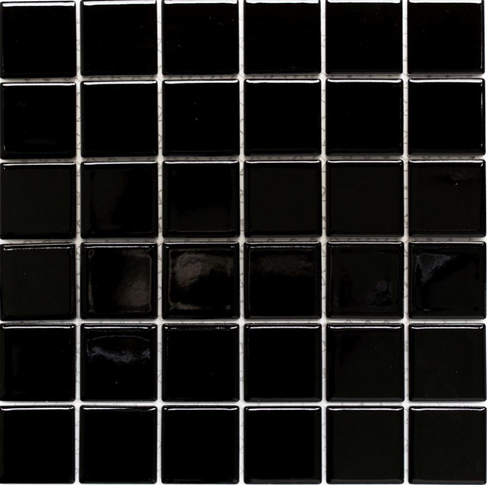 Mosaik Fliese schwarz hochglänzendes Keramikmosaik 16B-0301