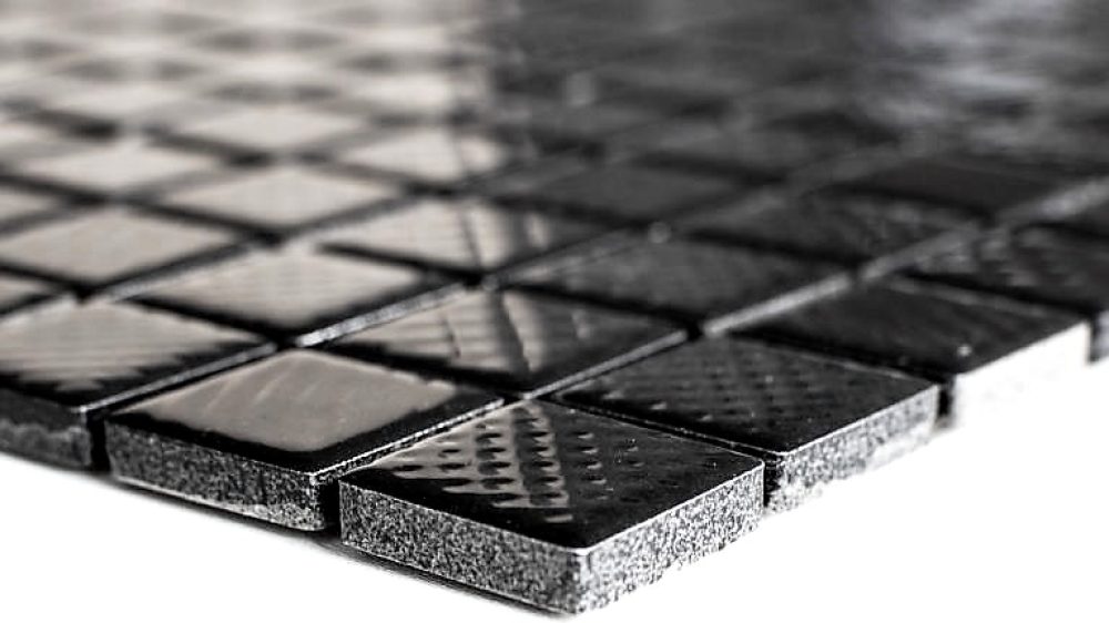 Keramikmosaik Struktur Mosaikfliese Badezimmer schwarz glänzend 18-CG123
