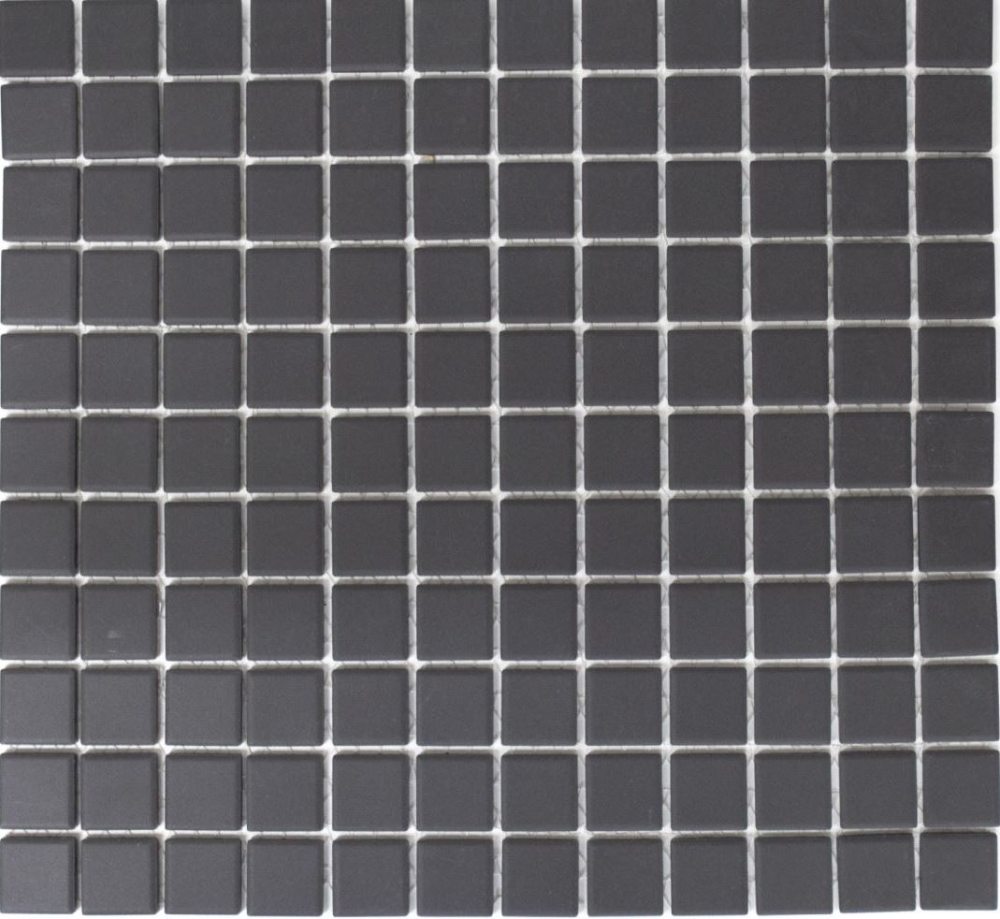 Mosaik Quadrat uni schwarz unglasiert Keramik matt R10