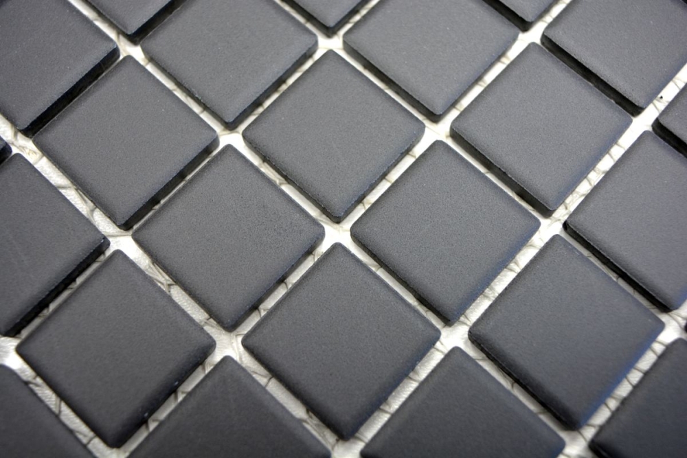Mosaik Quadrat uni schwarz unglasiert Keramik matt R10