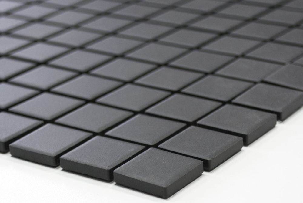 Mosaik Quadrat uni schwarz unglasiert Keramik matt R10