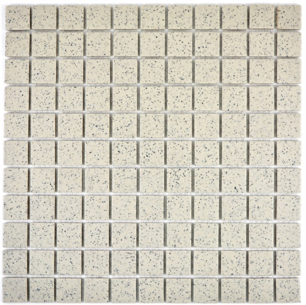 Mosaic ceramic unglazed cream white matt - 10 mosaic sheets