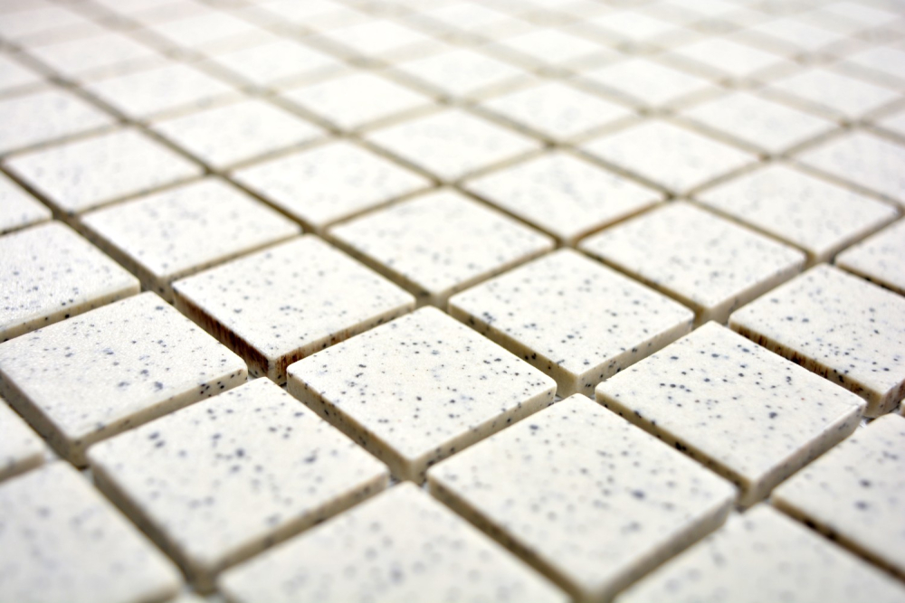 Mosaic ceramic unglazed cream white matt - 10 mosaic sheets