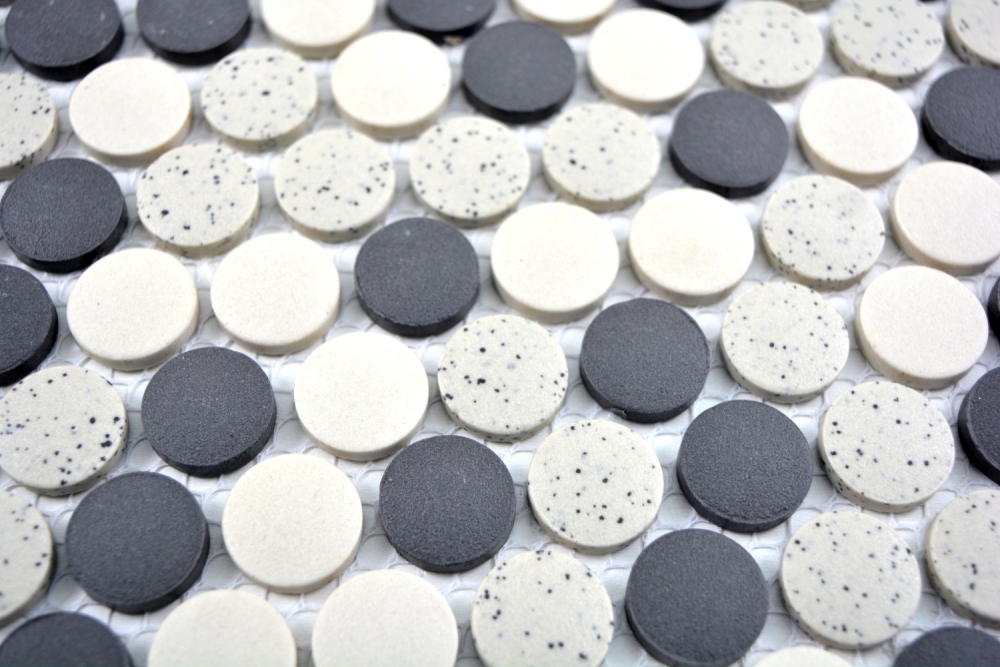 Mosaico ceramico antideslizante beige negro boton sin esmaltar 10-0113-R10