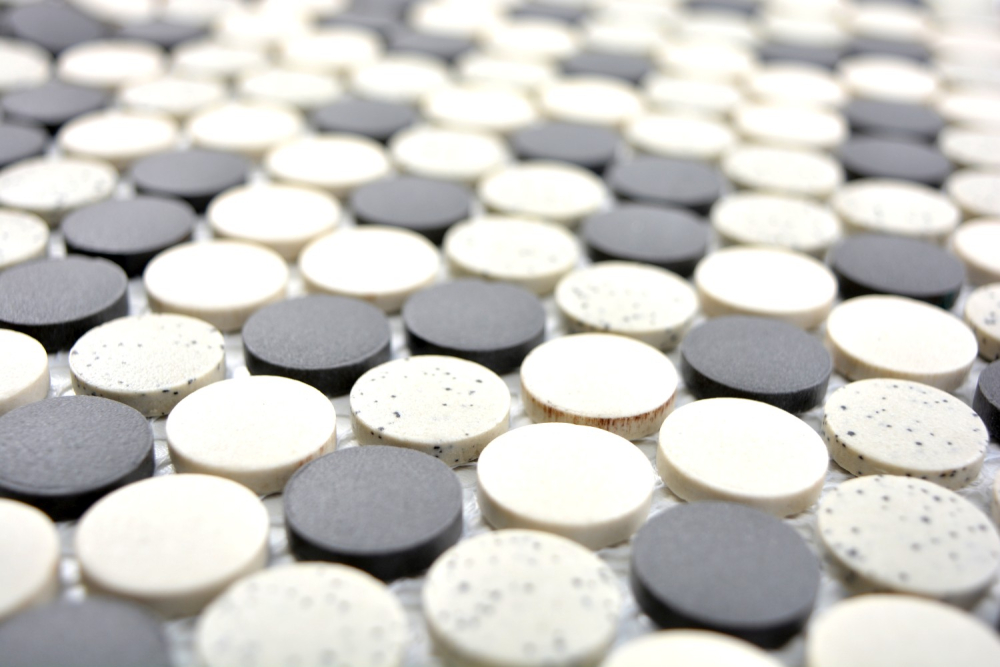 Mosaico ceramico antideslizante beige negro boton sin esmaltar 10-0113-R10