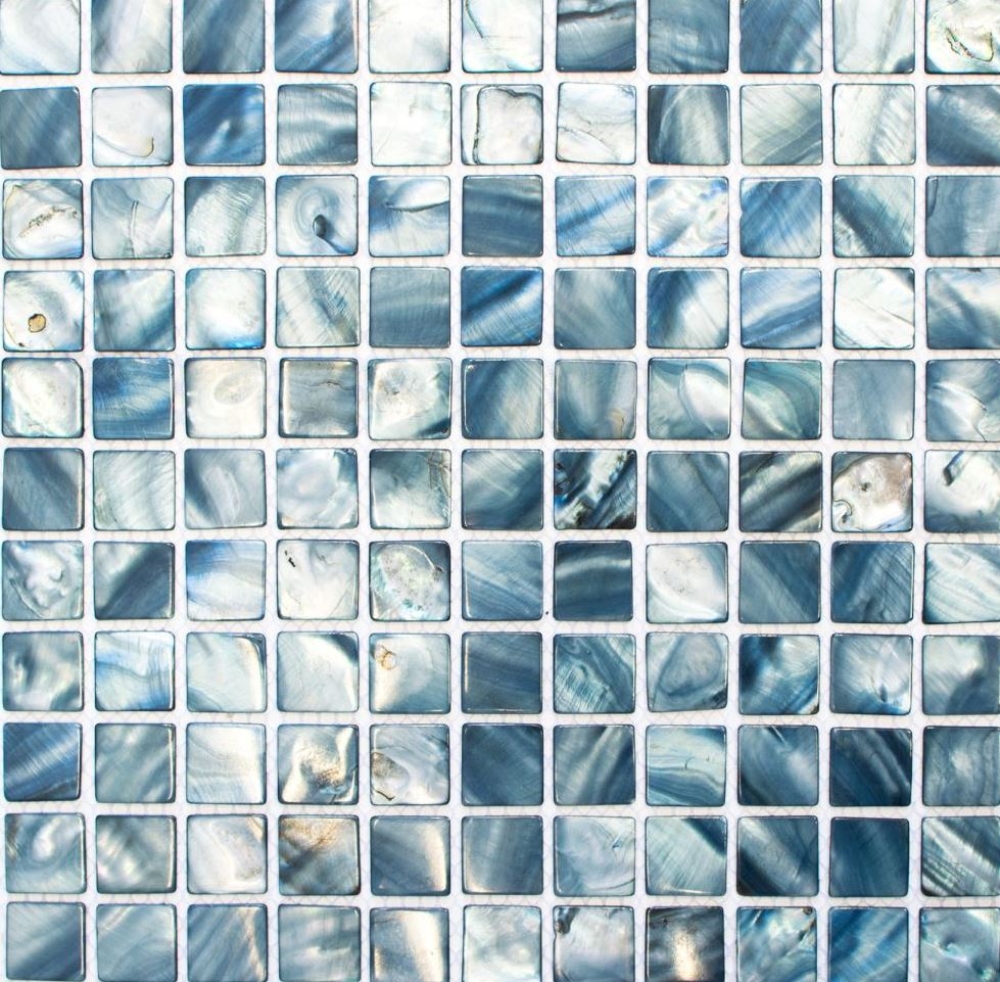 Mosaik Fliese Muschel Perlmutt Blaugrau Küchenrückwand Fliesenspiegel Wand - 150-SM2582