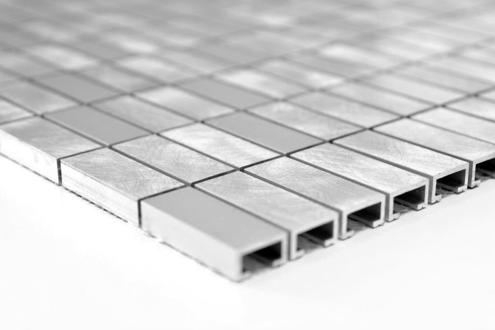 Mosaik Fliese Aluminiummosaik Silber Gebürstet/Poliert Wanverkleidung Küchenfliese - 49-C201F