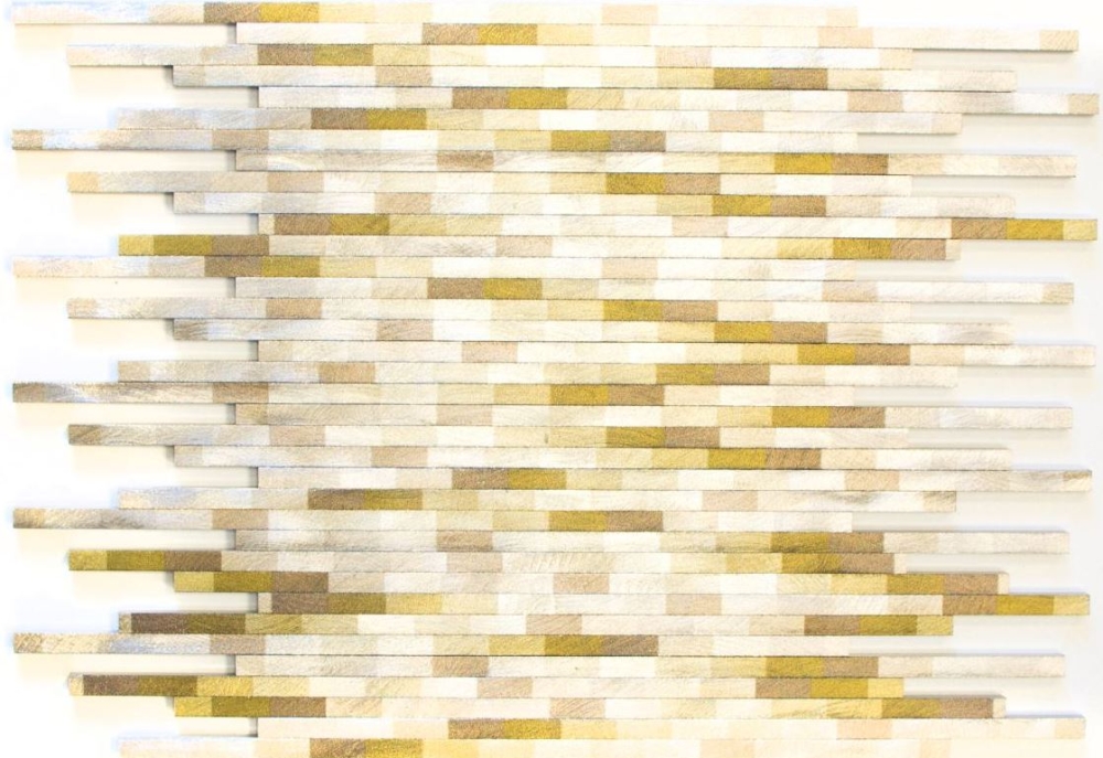 Mosaik Fliese Aluminiummosaik Gold Gelbgold Beige Stäbchen Gebürstet Wandverkleidung - 49-L102L