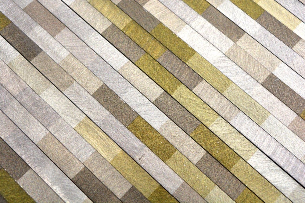 Mosaique aspect maconnerie aluminium marron clair mat - 10 feuilles de mosaique