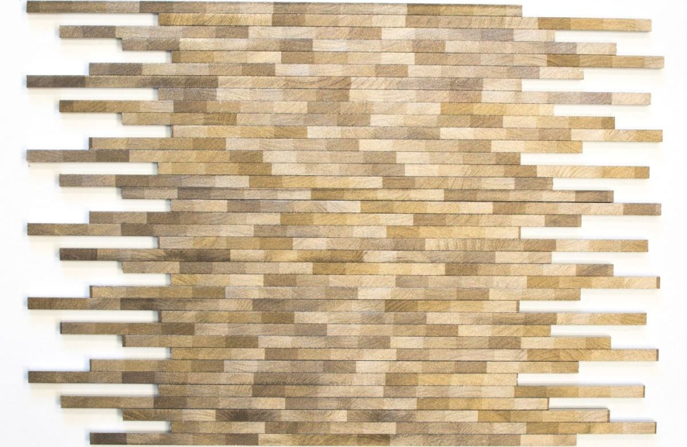 Mosaik Fliese Aluminiummosaik Gold Braun Beige Stäbchen Gebürstet Wandverkleidung - 49-L103D