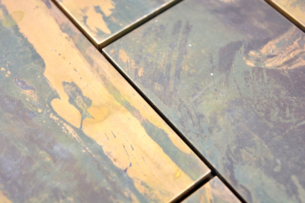 Mosaik Fliese Kupfer Braun Rost Metrooptik Wandfliese Mosaikmatte Mosaikplatte - 49-1508