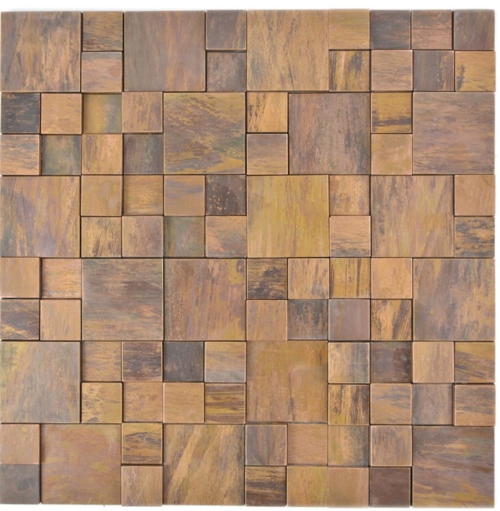 Mosaik Fliese Kupfer Braun Rost Kombination Wandfliese Mosaikmatte Fliesenspiegel - 49-1512