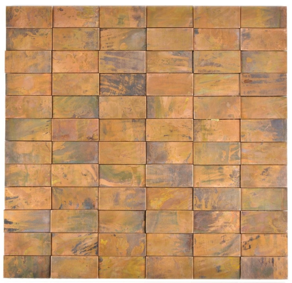 Mosaik Fliese Kupfer Braun Rost Riemchen Wandfliese Mosaikmatte Fliesenspiegel - 49-1514