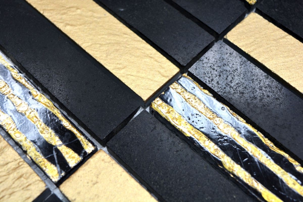 Baguettes de mosaique or noir mosaique de marbre 40-STN79